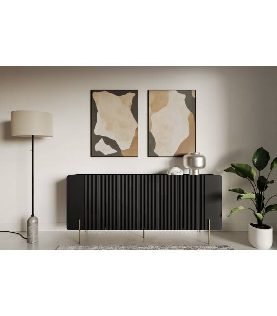 Komoda MALMI 200x42 juoda/auksinės kojos