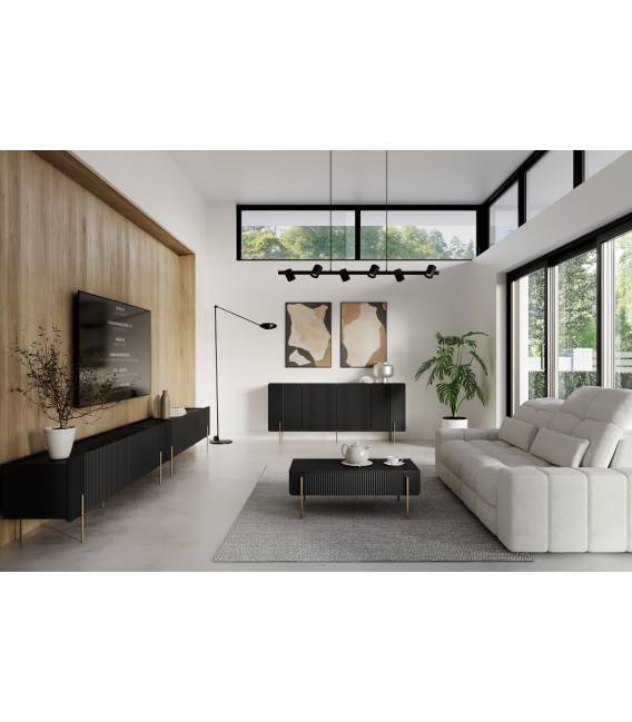 Komoda MALMI 200x42 juoda/auksinės kojos