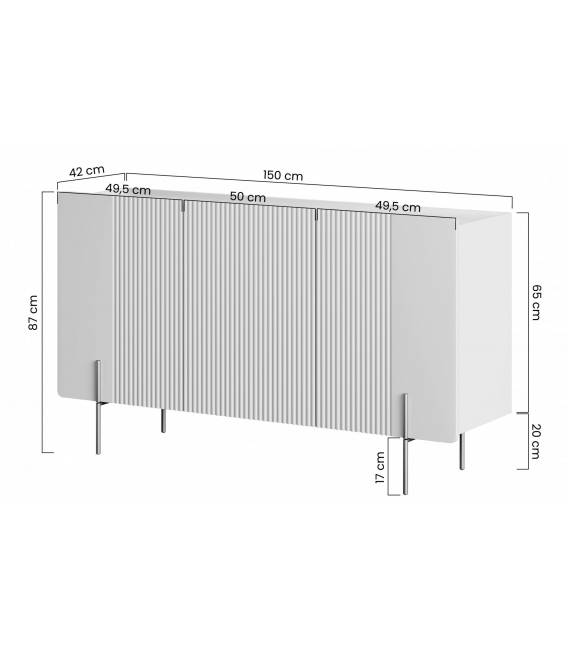 Komoda MALMI 150x42 kašmyro/juodos kojos
