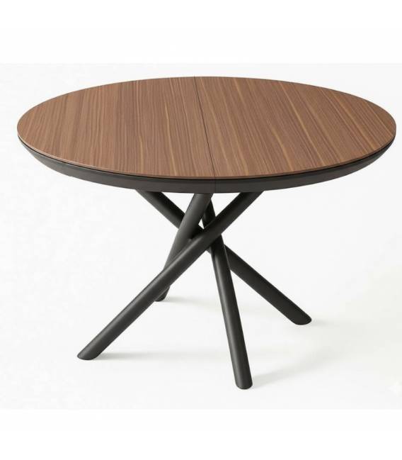Išskleidžiamas stalas OCEAN Ø130(230) american walnut/ black