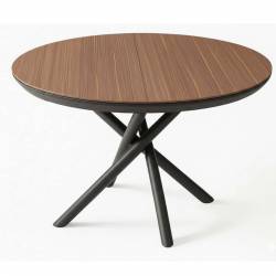 Išskleidžiamas stalas OCEAN Ø130(230) american walnut/ black