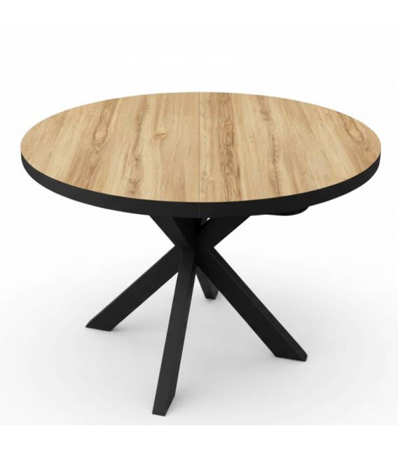 Išskleidžiamas stalas MADRID Ø110(160)x76 legnano/ black