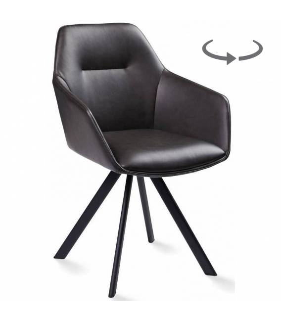 Krėsliukas LINDA PU tamsiai pilkas/sukasi