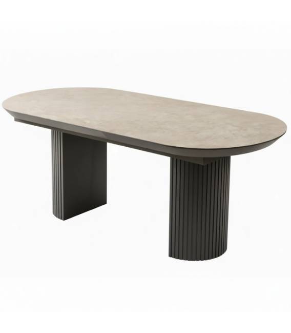 Stalas TEMPO 206(286)X103 light beton/ juoda koja