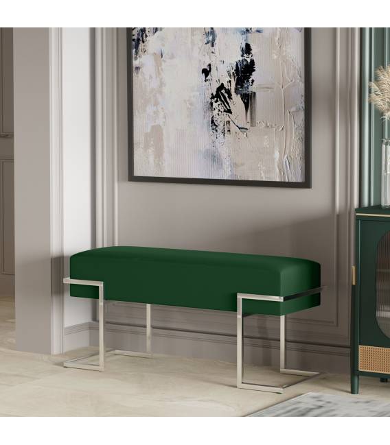 Suoliukas RENGO 80x34 žalias/ sidabrinės kojos