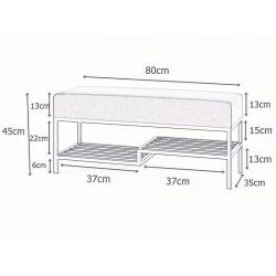 Suoliukas FABIAN 80x35 pilkas/juodos kojos