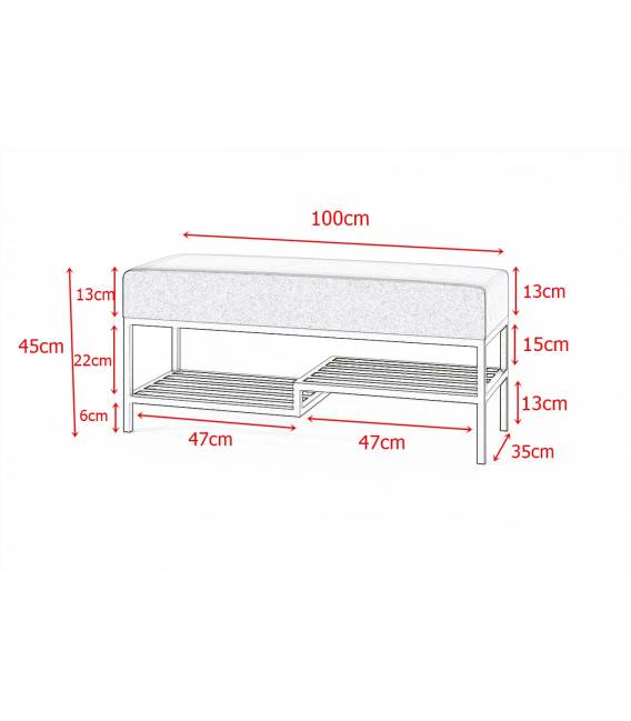 Suoliukas FABIAN 100x35 beige/baltos kojos