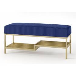 Suoliukas FABIAN 80x35 tamsiai mėlynas/auksinės kojos