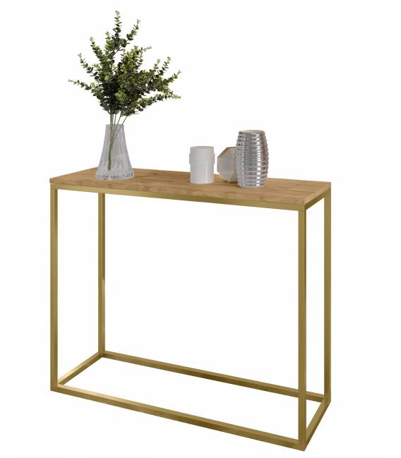 Konsolė TIRUA 100x25 ąžuolo/auksinės kojos
