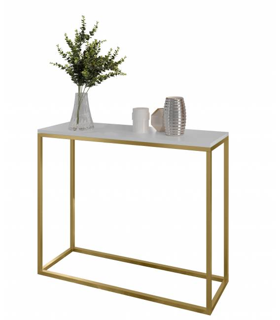 Konsolė TIRUA 80x25 balta/auksinės kojos