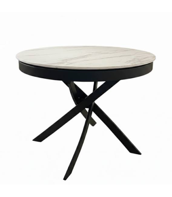 Išskleidžiamas stalas FREGO Ø100(139) baltas su rudu