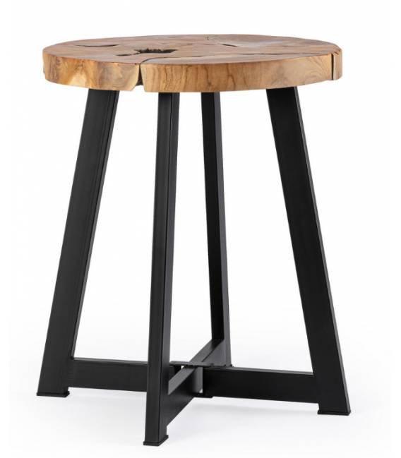 Šoninis staliukas ELWOOD Ø40 rudas/juoda koja