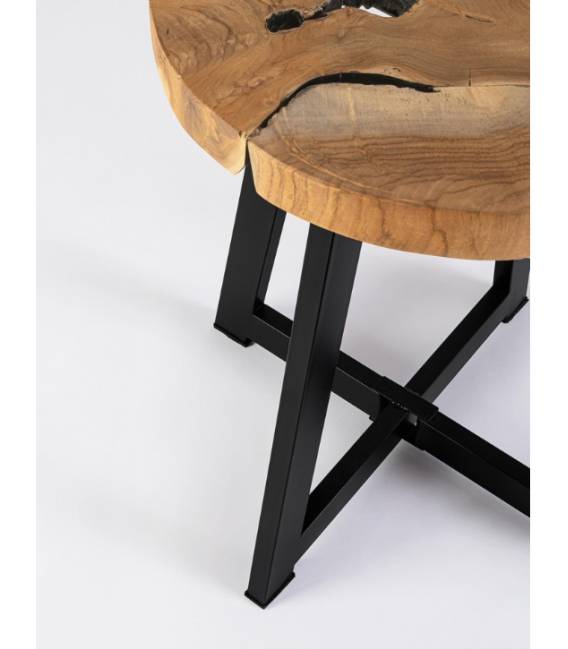 Šoninis staliukas ELWOOD Ø40 rudas/juoda koja