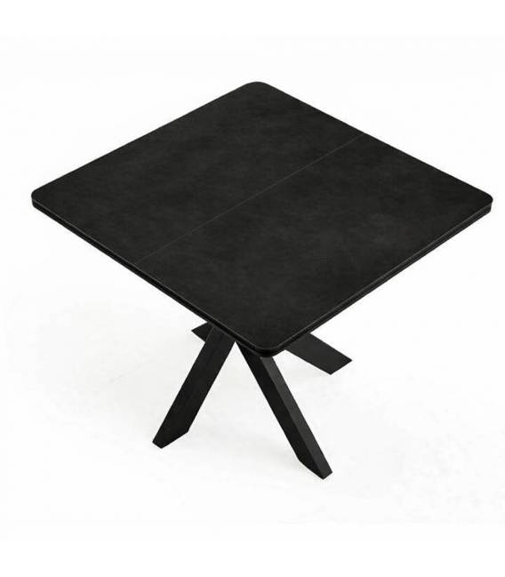 Išskleidžiamas stalas GRANDE 90(180)x90 black beton/ juoda koja