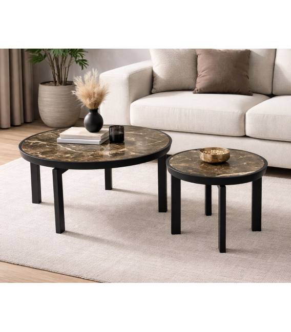 Šoninis staliukas ALCAMO Ø45 rudas/juodos kojos