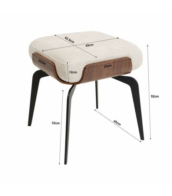 Pufas MARC 45x45 baltas/rudas