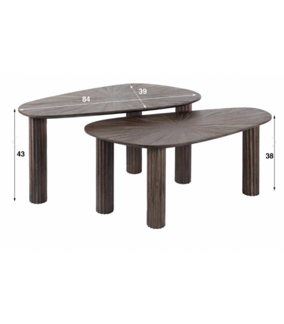 Kavos staliukų komplektas MAYA 84x39 rudas (2vnt.)