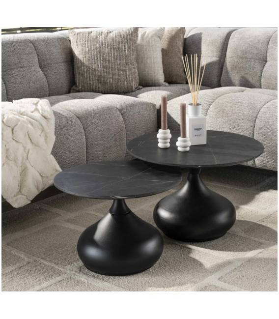 Kavos staliukų komplektas ONYX Ø60/Ø50 juodas (2vnt.)