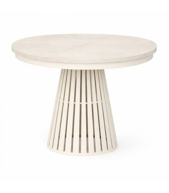 Išskleidžiamas apvalus stalas NORE Ø100(176) white chromix/ su žiedu