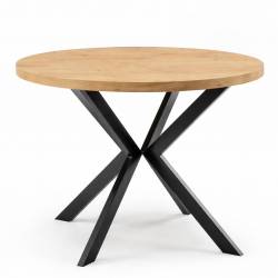 Išskleidžiamas stalas EDEN Ø90(166) natural hickory