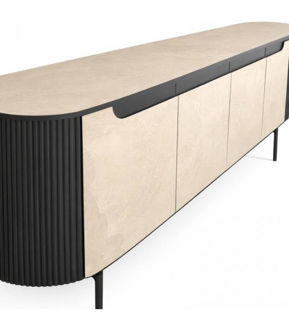 Komoda TEMPO 206x42 traverten / black