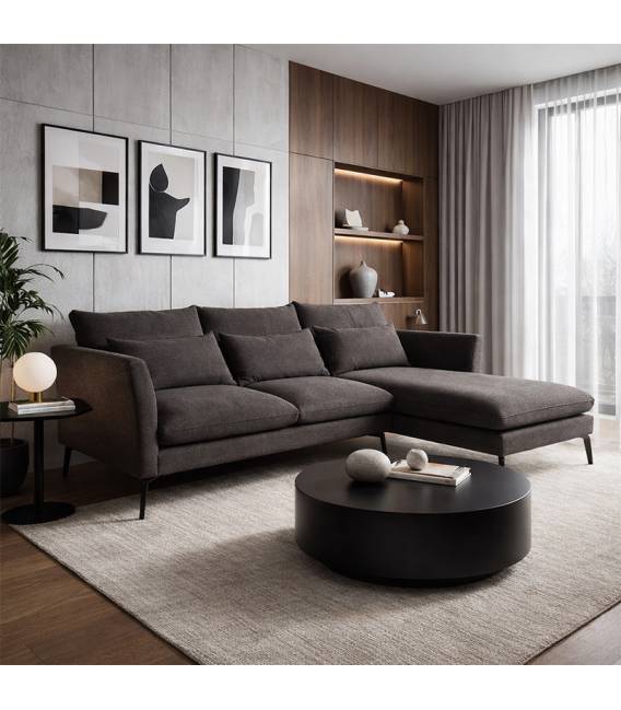 Minkštas kampas ISCHIA 292x184 tamsiai rudas