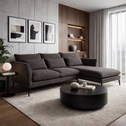 Minkštas kampas ISCHIA 292x184 tamsiai rudas