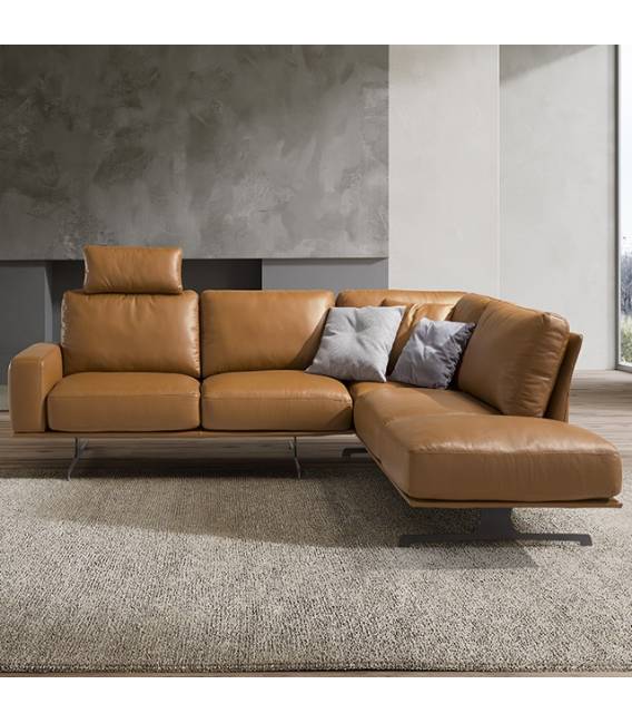 Minkštas kampas NUVOLARI 281x236 rudas