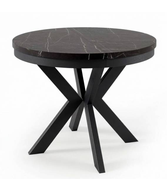 Išskleidžiamas stalas EDEN su žiedu Ø100(176) black pietra grigia