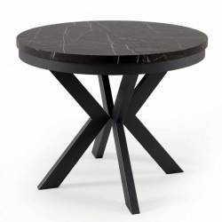 Išskleidžiamas stalas EDEN su žiedu Ø100(176) black pietra grigia