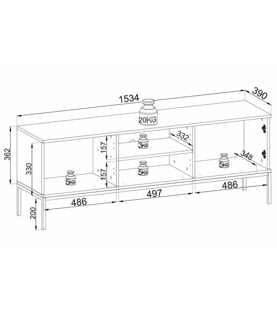 TV spintelė LOBOGA 154x39 juoda/ruda