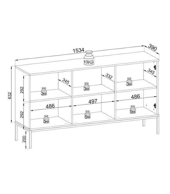 Komoda LOBOGA 154x39 juoda/ruda