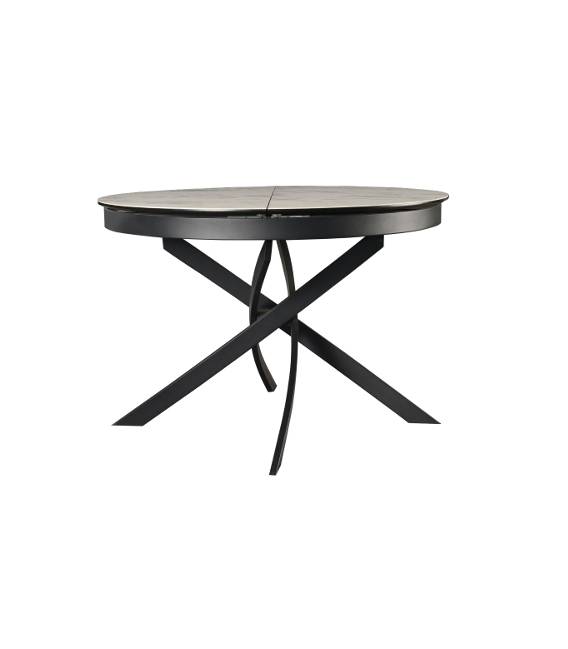 Išskleidžiamas stalas FREGO Ø100(139) baltas su rudu