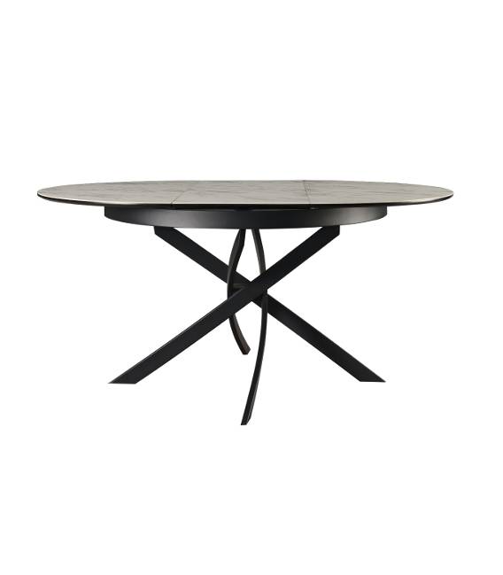 Išskleidžiamas stalas FREGO Ø100(139) baltas su rudu