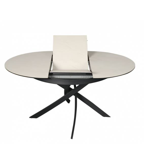 Išskleidžiamas stalas FREGO Ø100(139) baltas su rudu