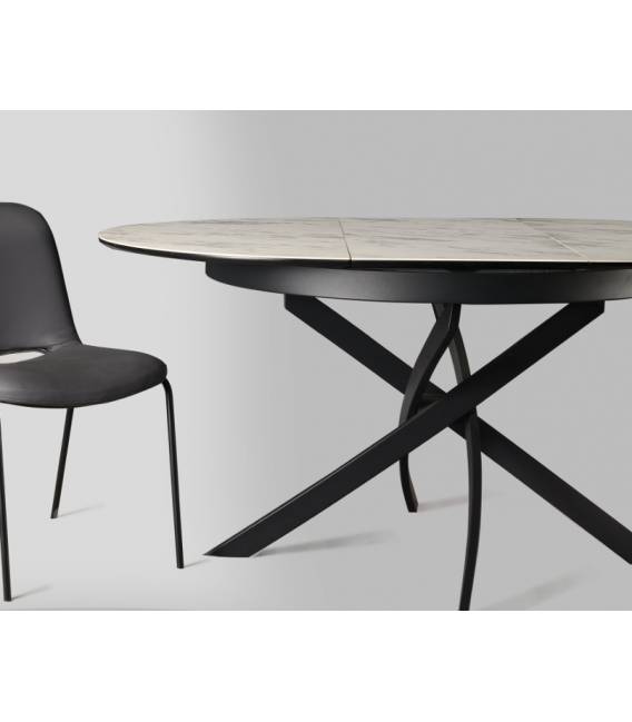 Išskleidžiamas stalas FREGO Ø100(139) baltas su rudu