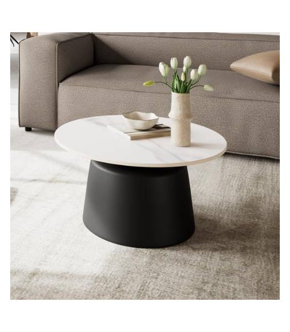 Kavos staliukas 25004 Ø70 juodas/baltas