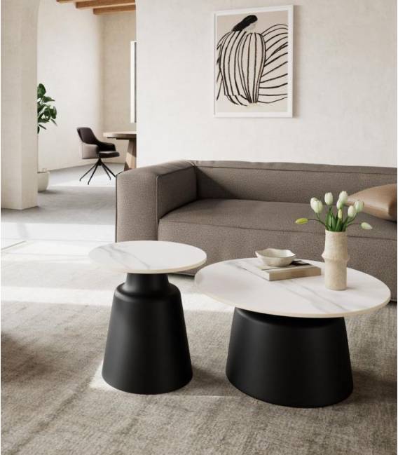 Šoninis staliukas 025005 Ø45 baltas/juodas