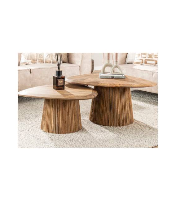 Kavos staliukų komplektas KELI 72x93/ 76x68 rudas