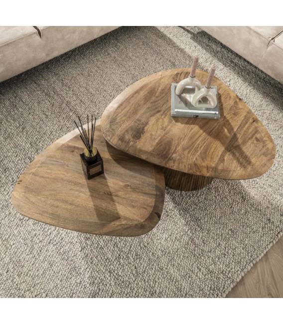 Kavos staliukų komplektas KELI 72x93/ 76x68 rudas