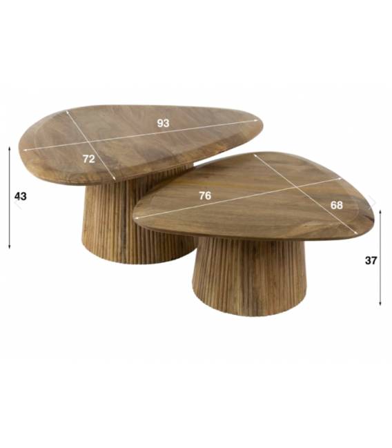 Kavos staliukų komplektas KELI 72x93/ 76x68 rudas