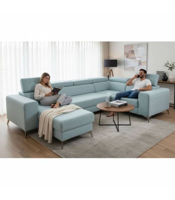 Minkštas kampas HERON U 321x222 melsvas