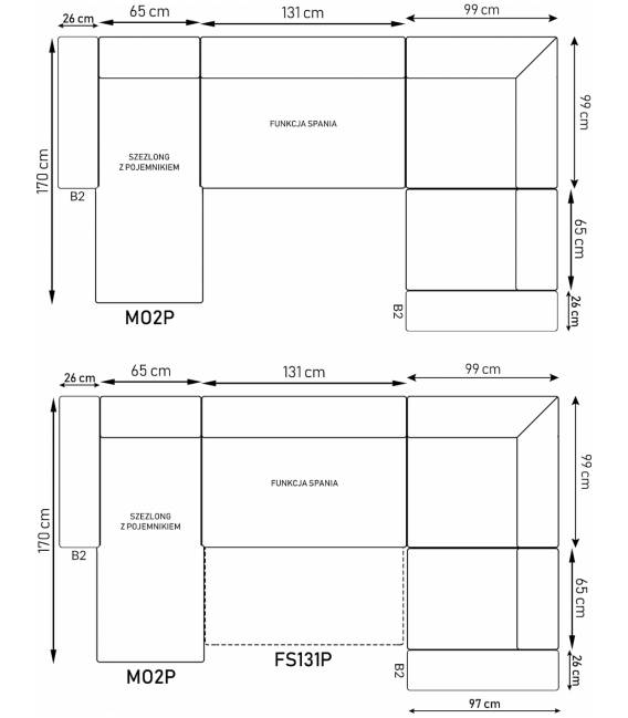 Minkštas kampas HERON U 321x222 melsvas