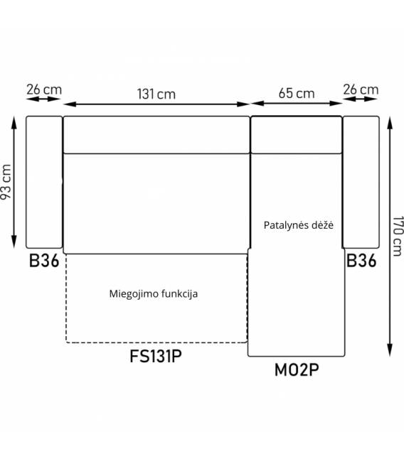 Minkštas kampas HERON 258x192 pilkas