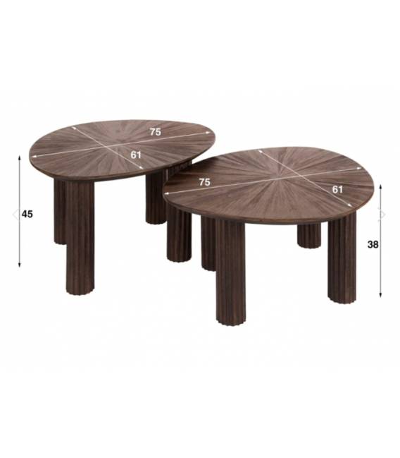 Kavos staliukų komplektas MAYA 61x75 rudas (2vnt.)
