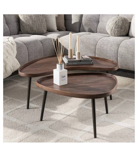 Kavos staliukų komplektas CARVE 56x69/55x103 rudas (2vnt.)