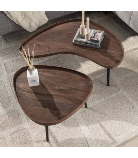 Kavos staliukų komplektas CARVE 56x69/55x103 rudas (2vnt.)