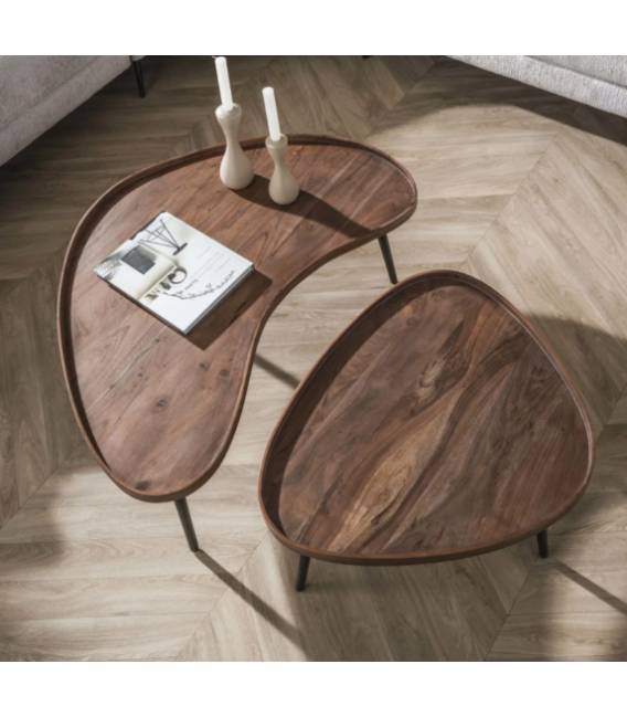 Kavos staliukų komplektas CARVE 56x69/55x103 rudas (2vnt.)