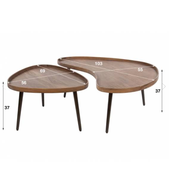 Kavos staliukų komplektas CARVE 56x69/55x103 rudas (2vnt.)