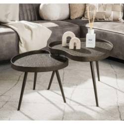 Kavos staliukų komplektas CONTOUR 60x50/60x80 rudas (2vnt.)